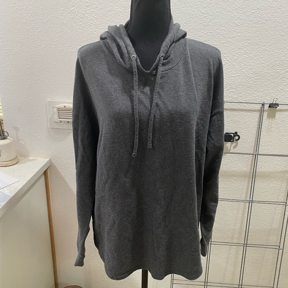 charcoal grey hooded sweatshirt with embroidered sleeves Size‎ XL